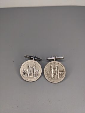 Royal Canadian Mint Ottawa Building Cufflinks Silver Tone Vintage EUC Collectors